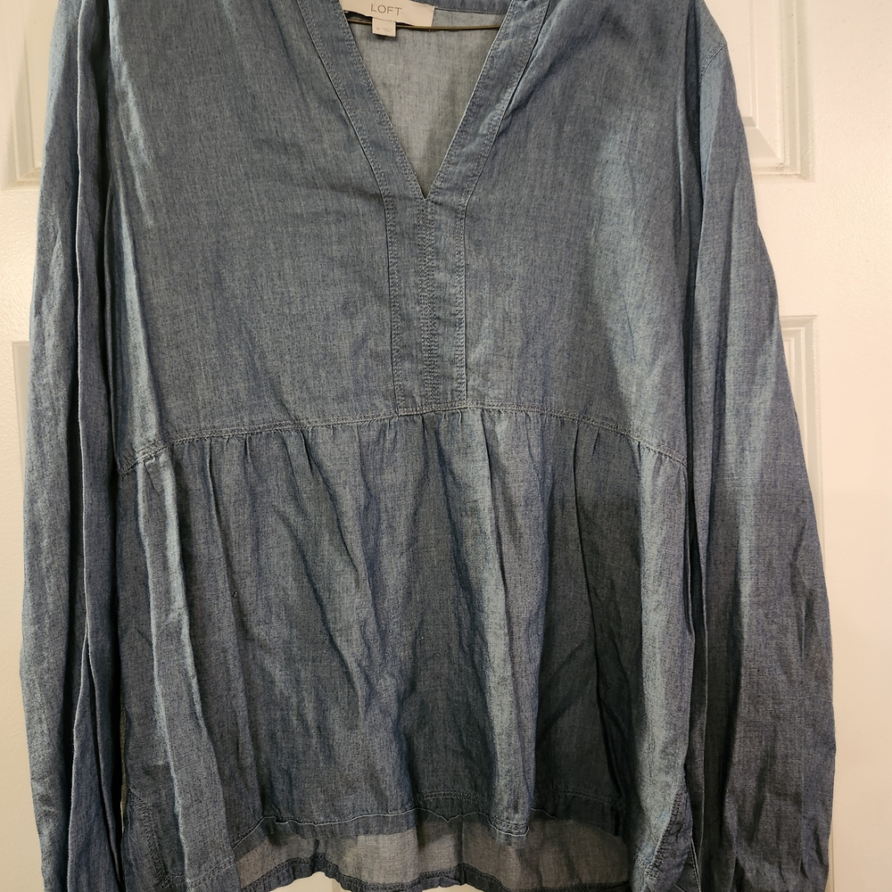 LOFT Chambray Blue Peplum Top
